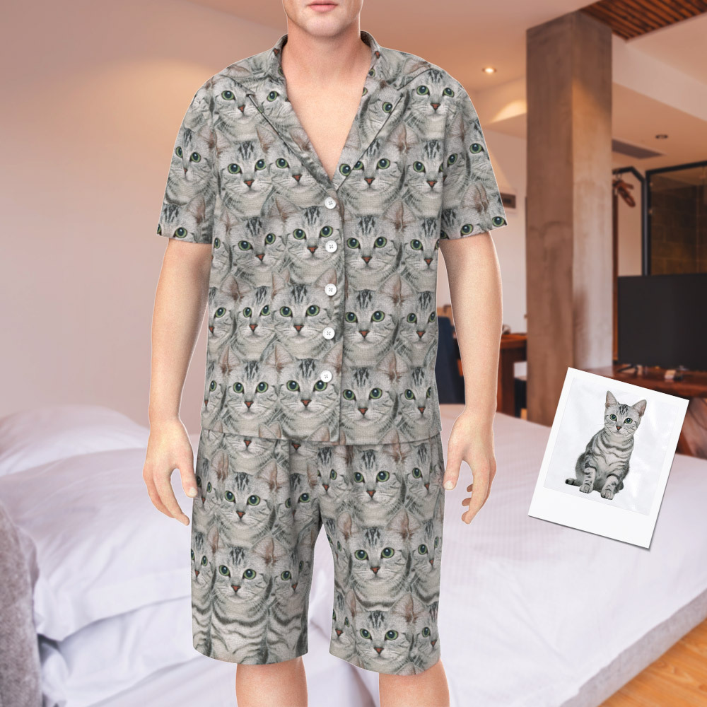 Custom Face Pajamas Men's Short Sleeve Pyjamas-Blongser