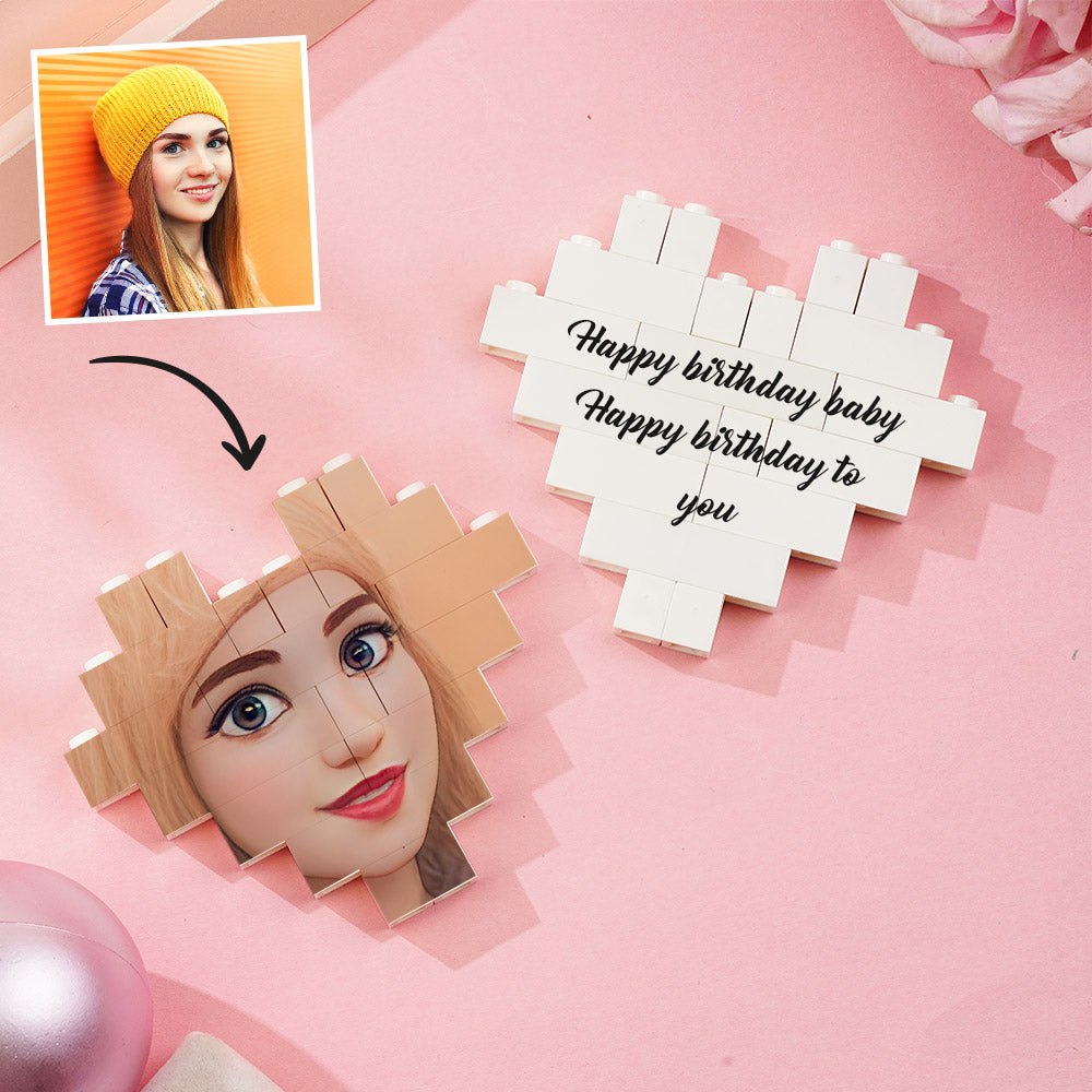 Personalised Building Brick Heart Custom Cartoon Avatar Block Christmas Gifts-Blongser