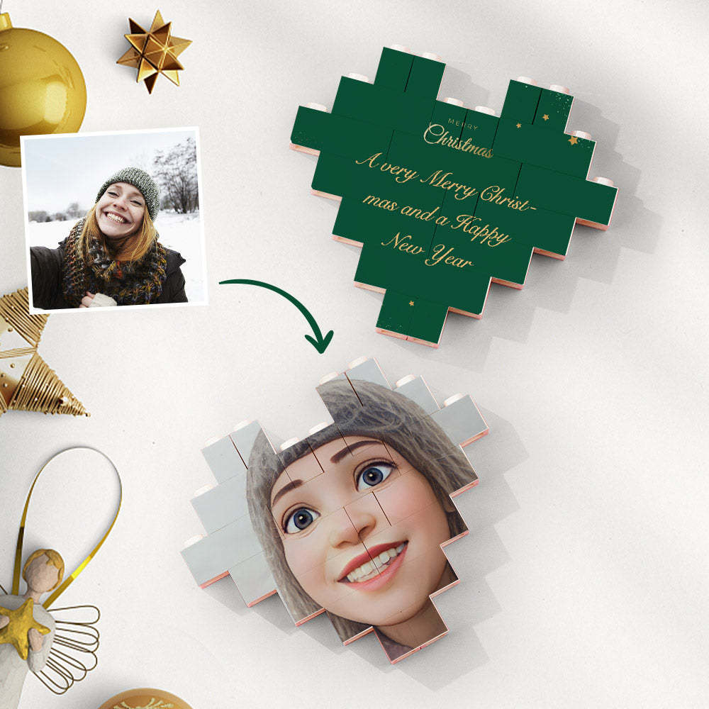 Personalised Building Brick Heart Custom Cartoon Avatar Block Christmas Gifts-Blongser