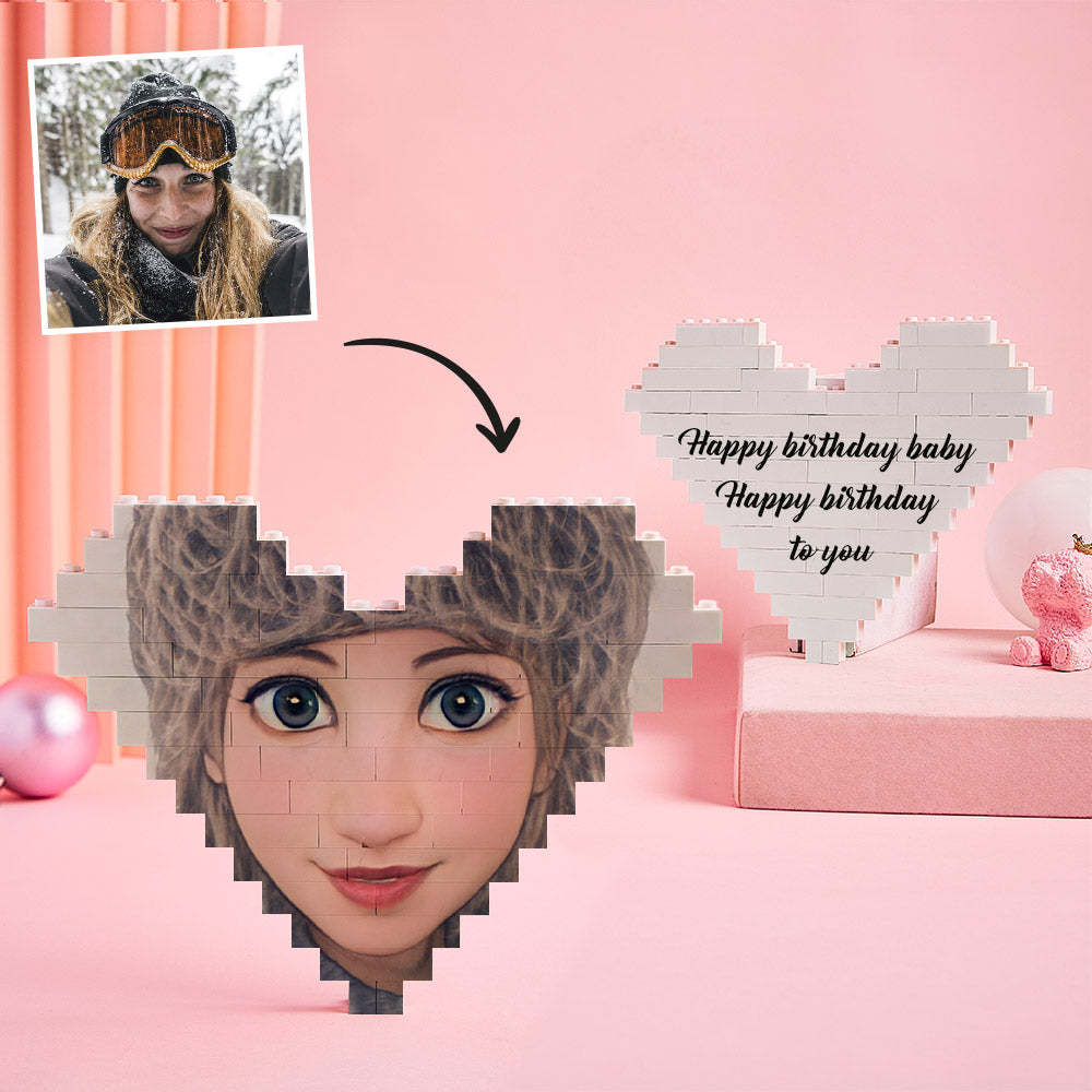 Personalised Building Brick Heart Custom Cartoon Avatar Block Christmas Gifts-Blongser