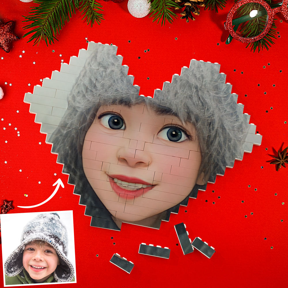 Personalised Building Brick Heart Custom Cartoon Avatar Block Christmas Gifts-Blongser