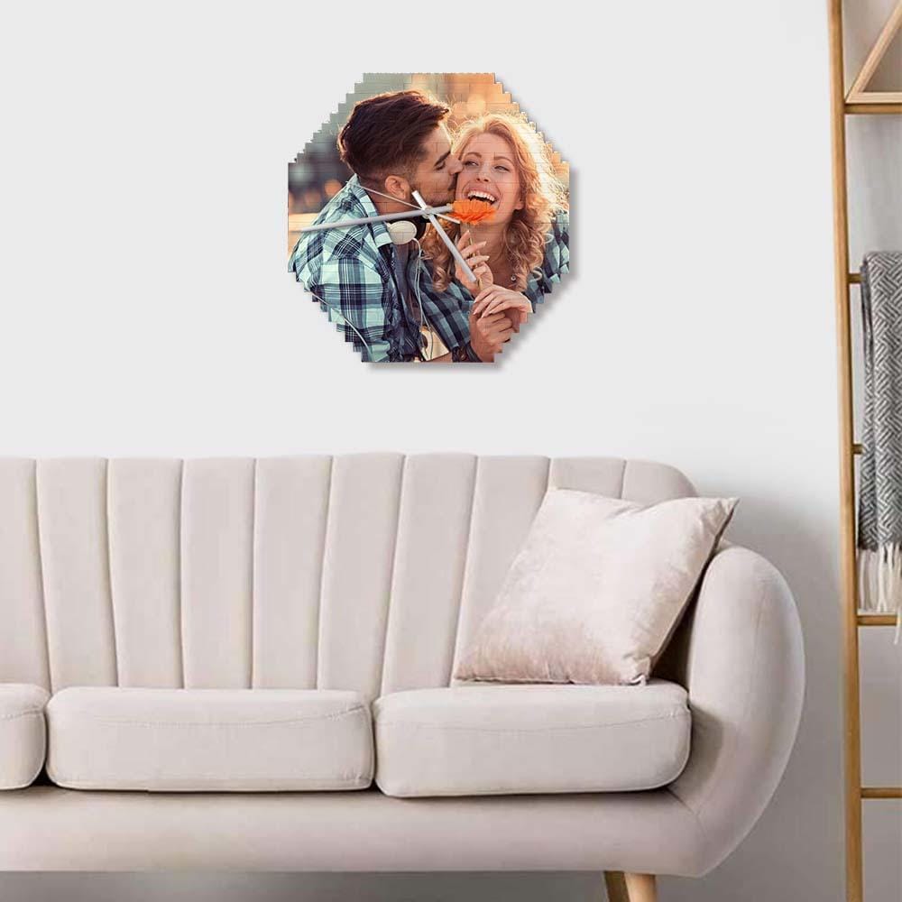 Custom Building Blocks Desk Clock Wall Clock Personalized Puzzle Custom Photo Brick Clock Gift For Couple-Blongser