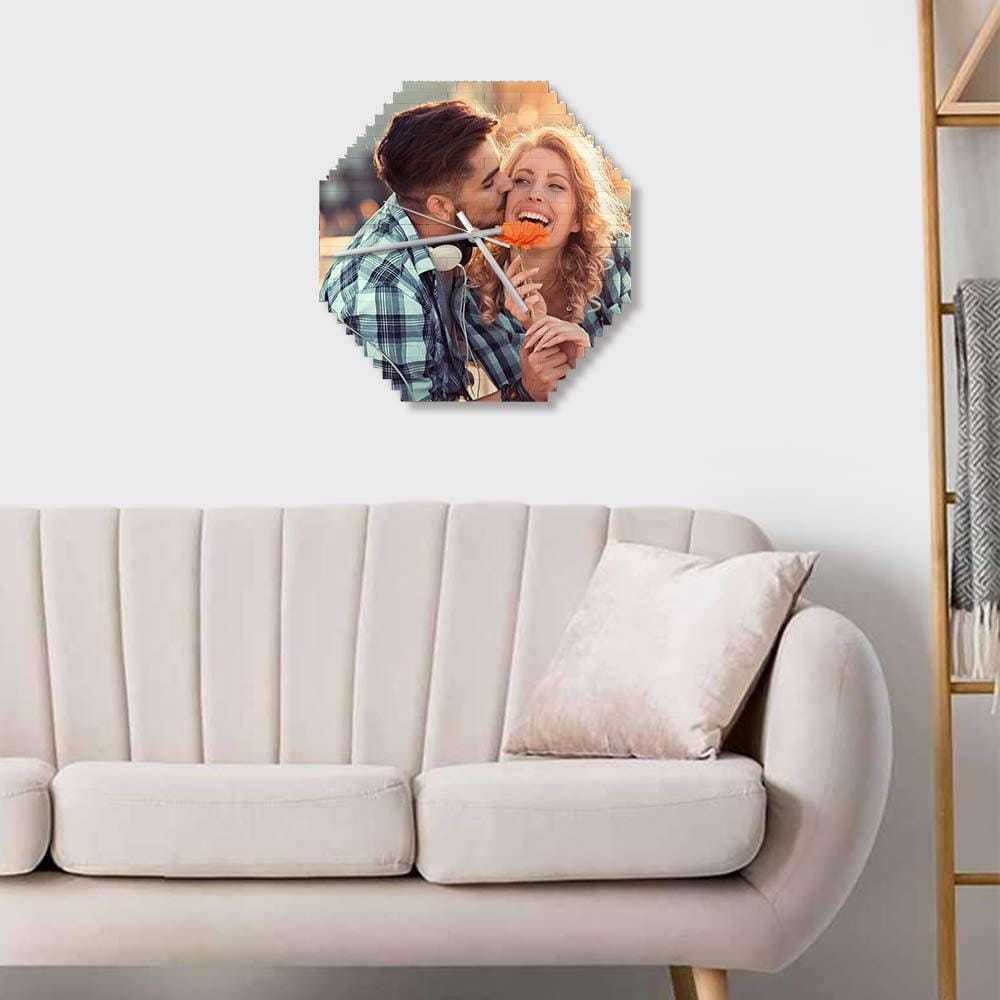Custom Building Blocks Desk Clock Wall Clock Personalized Puzzle Custom Photo Brick Clock Gift For Couple-Blongser