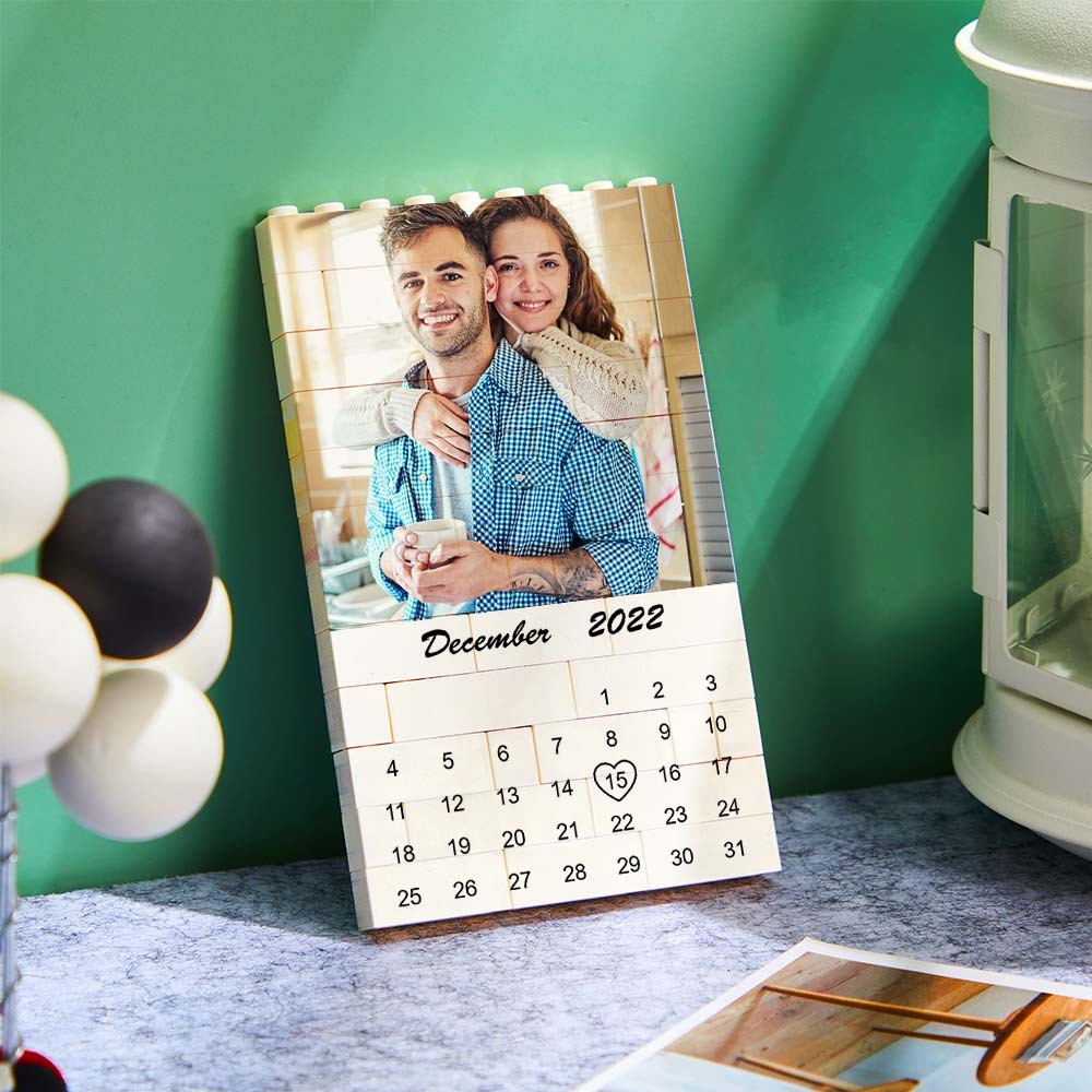 Custom Photo Building Block Puzzle Calendar Important Date Gifts for Him-Blongser
