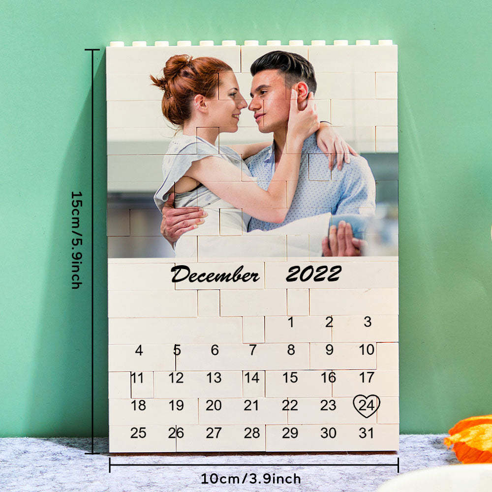 Custom Photo Building Block Puzzle Calendar Important Date Gifts for Him-Blongser