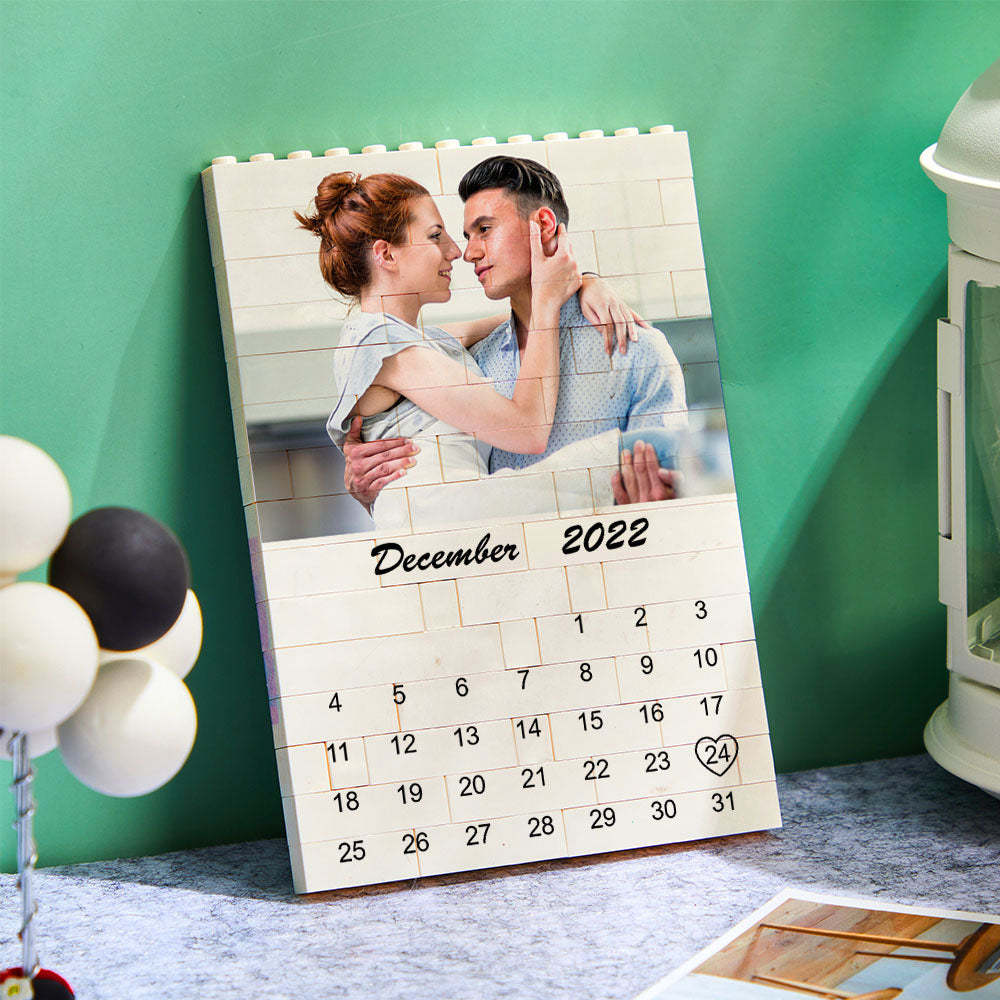 Custom Photo Building Block Puzzle Calendar Important Date Gifts for Him-Blongser