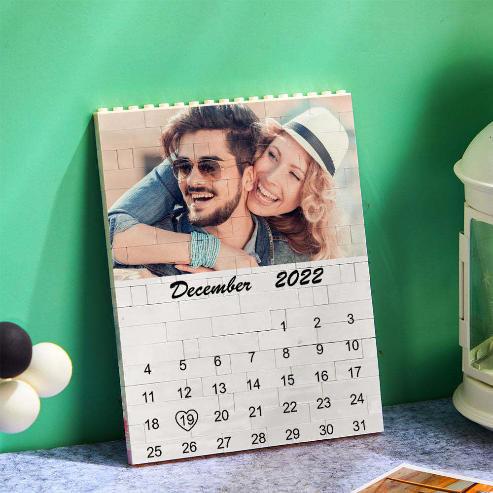 Custom Photo Building Block Puzzle Calendar Important Date Gifts for Him-Blongser