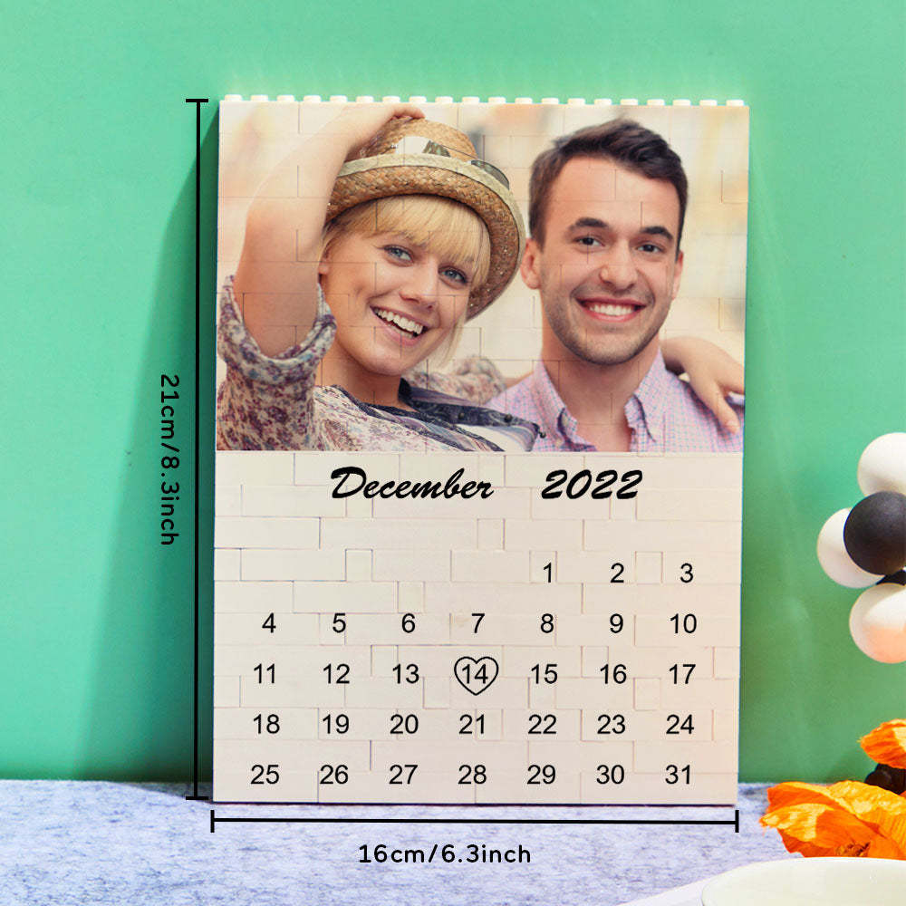 Custom Photo Building Block Puzzle Calendar Important Date Gifts for Him-Blongser