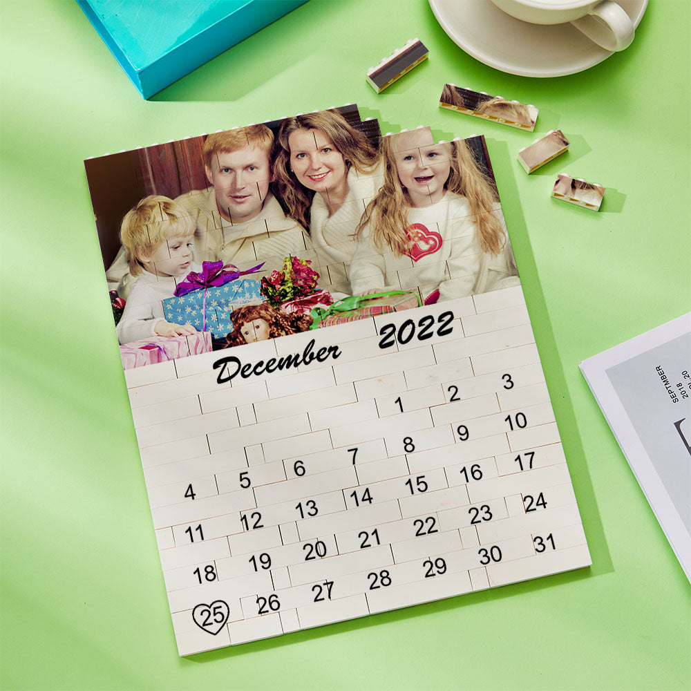 Custom Photo Building Block Puzzle Calendar Important Date Gifts for Him-Blongser