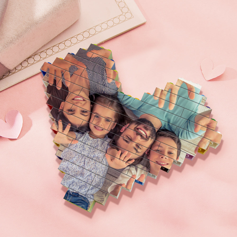 Personalised Heart Shaped Building Brick Custom Photo Block Colors Brick Puzzles Gifts-Blongser