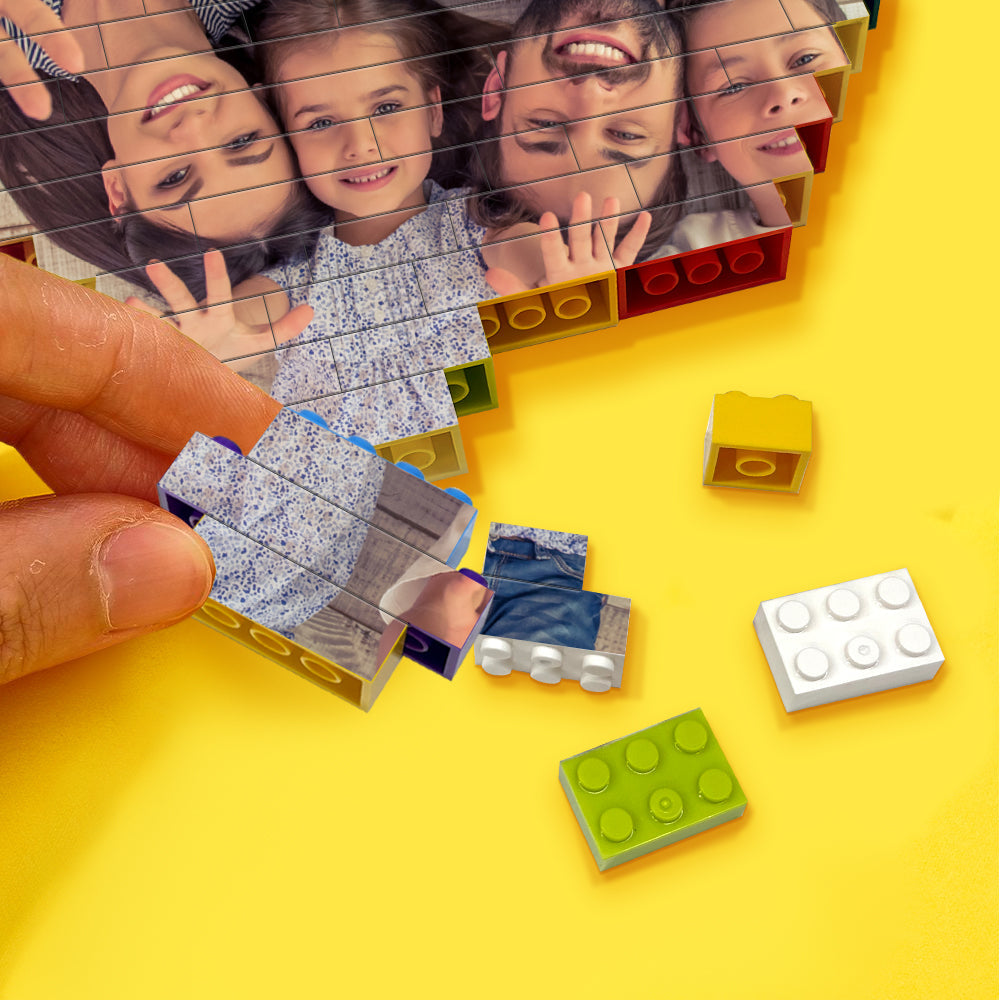 Personalised Heart Shaped Building Brick Custom Photo Block Colors Brick Puzzles Gifts-Blongser