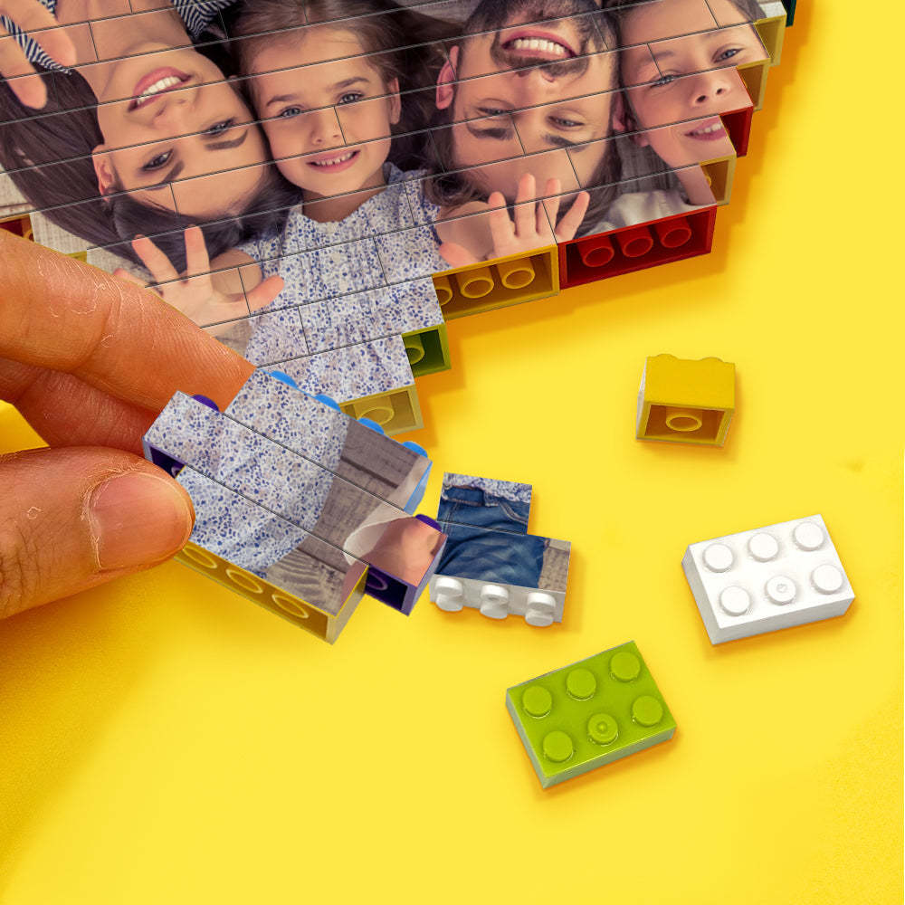 Personalised Heart Shaped Building Brick Custom Photo Block Colors Brick Puzzles Gifts-Blongser