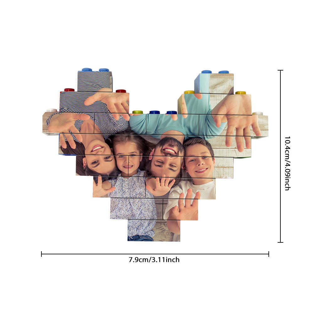 Personalised Heart Shaped Building Brick Custom Photo Block Colors Brick Puzzles Gifts-Blongser