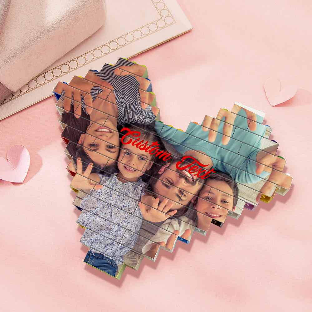 Personalised Heart Shaped Building Brick Custom Photo Block Colors Brick Puzzles Gifts-Blongser