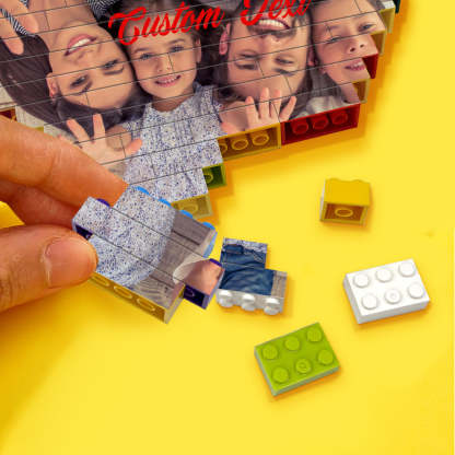 Personalised Heart Shaped Building Brick Custom Photo Block Colors Brick Puzzles Gifts-Blongser