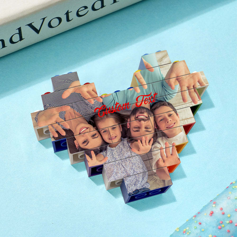 Personalised Heart Shaped Building Brick Custom Photo Block Colors Brick Puzzles Gifts-Blongser
