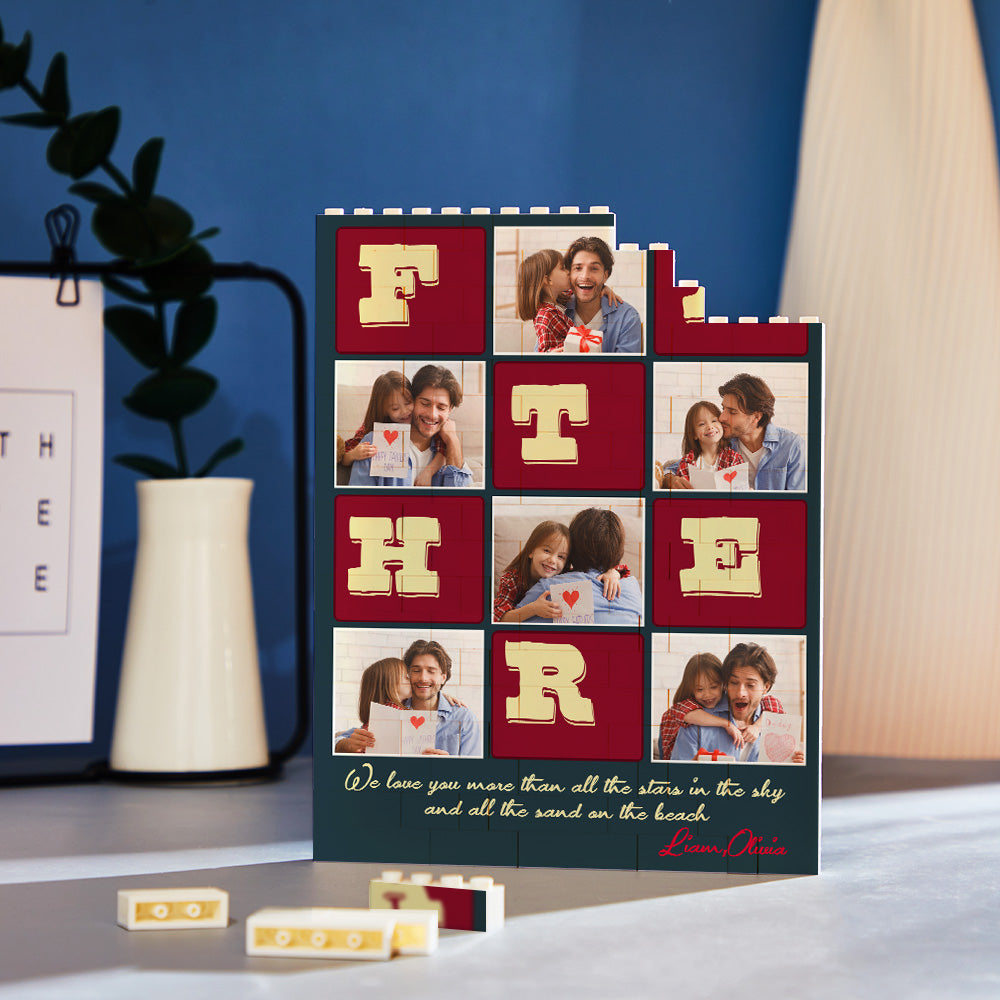 Custom Building Block Puzzle Vertical Building Photo and Text Brick Father's Day Gift-Blongser