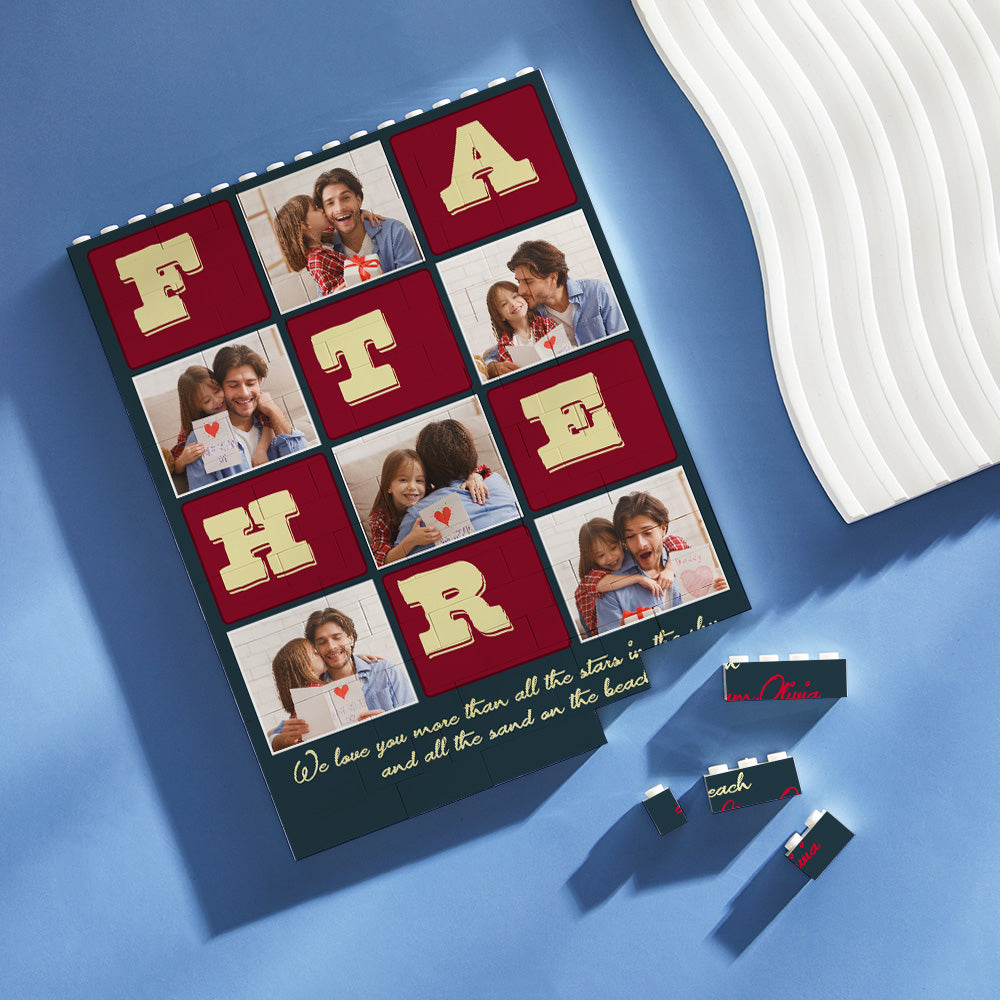 Custom Building Block Puzzle Vertical Building Photo and Text Brick Father's Day Gift-Blongser