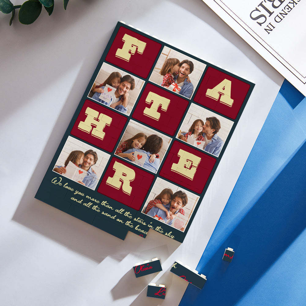 Custom Building Block Puzzle Vertical Building Photo and Text Brick Father's Day Gift-Blongser