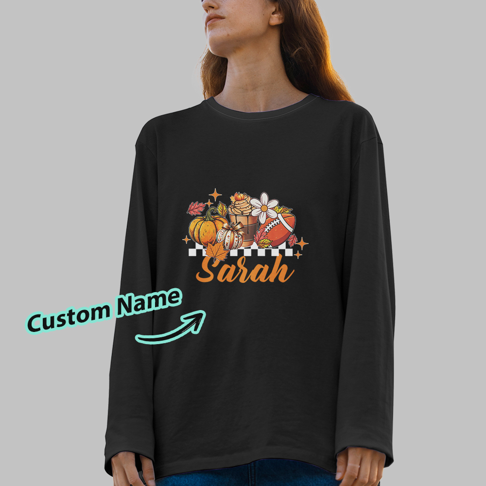 Custom Engraved Personalized Name Halloween Long Sleeve T-Shirt-Blongser