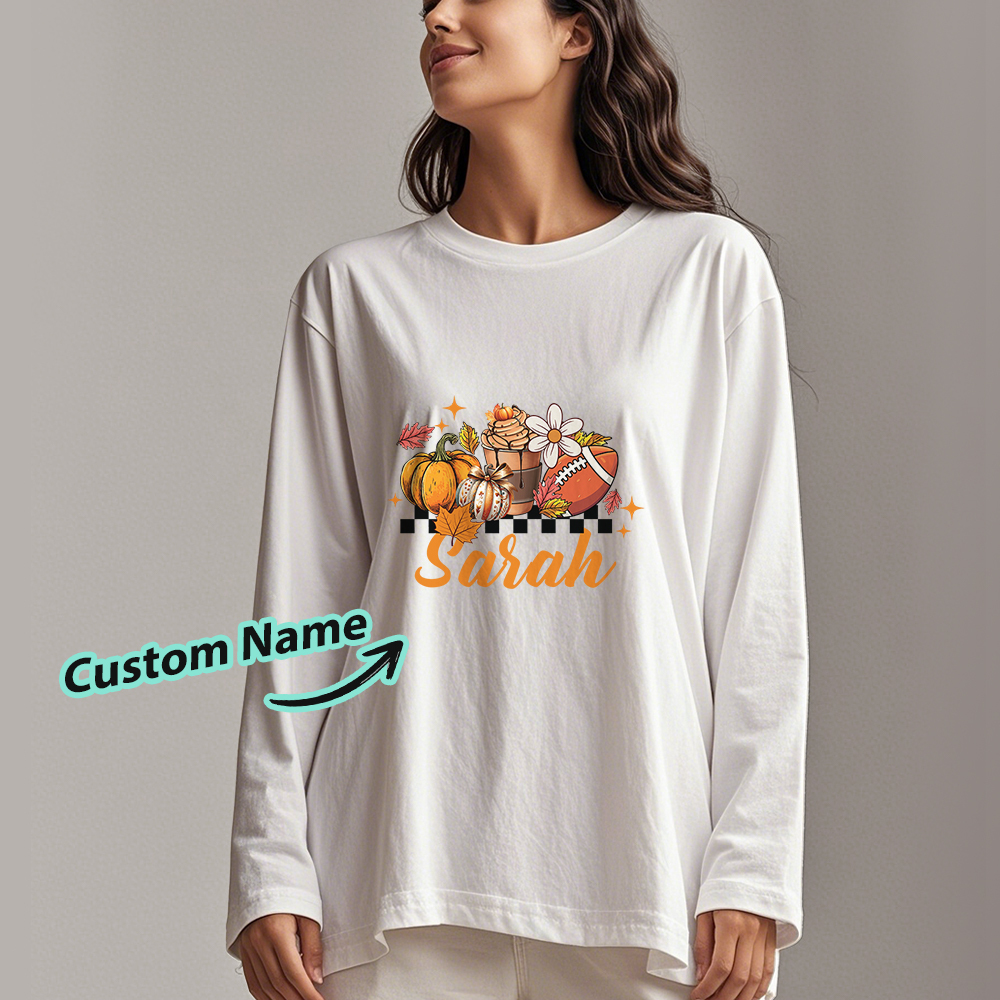 Custom Engraved Personalized Name Halloween Long Sleeve T-Shirt-Blongser