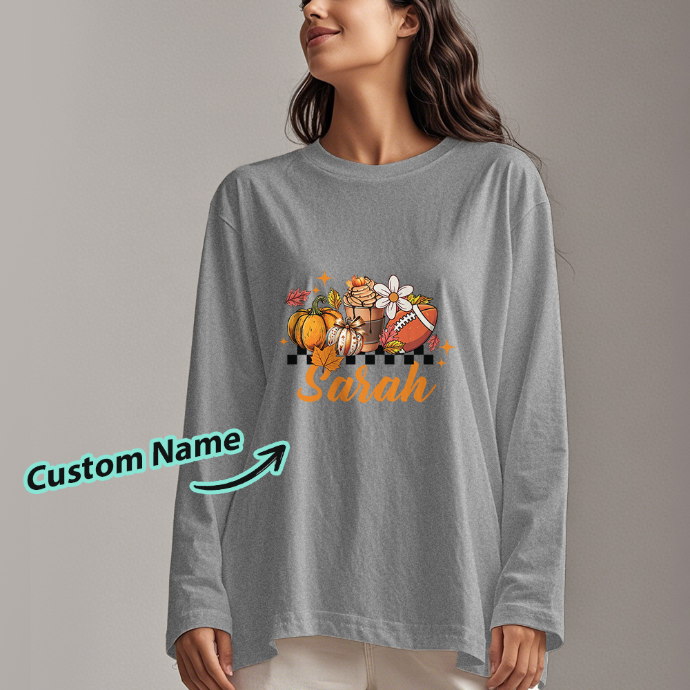 Custom Engraved Personalized Name Halloween Long Sleeve T-Shirt-Blongser