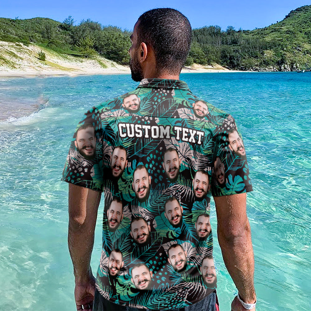 Custom Hawaiian Shirts Muti-face Design Summer Leaves Online Preview Personalized Aloha Beach Shirt For Men-Blongser