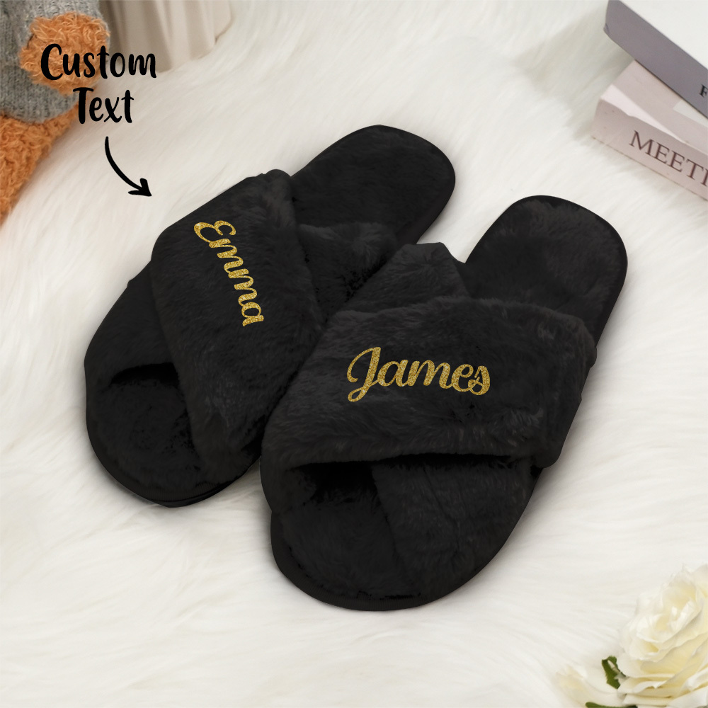 Custom Fluffy Slippers Fluffy Cross Slippers Bride Slippers Bridesmaid Gift-Blongser