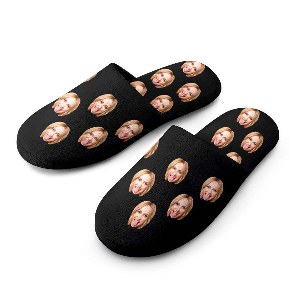 Custom Face Women's and Men's Slippers Personalized Casual House Shoes Indoor Outdoor Bedroom Cotton Slippers-Blongser