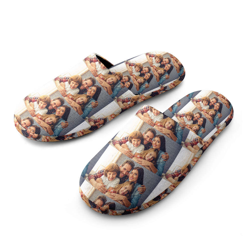 Custom Photo Women's and Men's Slippers Personalized Casual House Shoes Indoor Outdoor Bedroom Cotton Slippers-Blongser