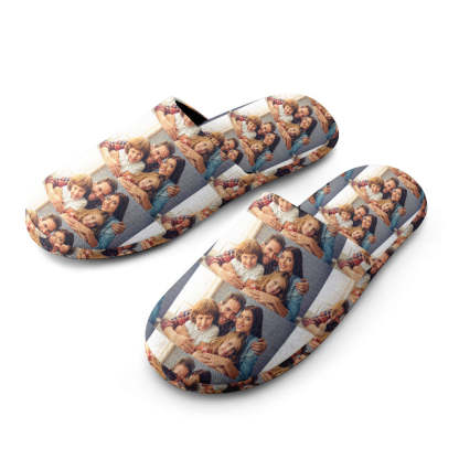 Custom Photo Women's and Men's Slippers Personalized Casual House Shoes Indoor Outdoor Bedroom Cotton Slippers-Blongser