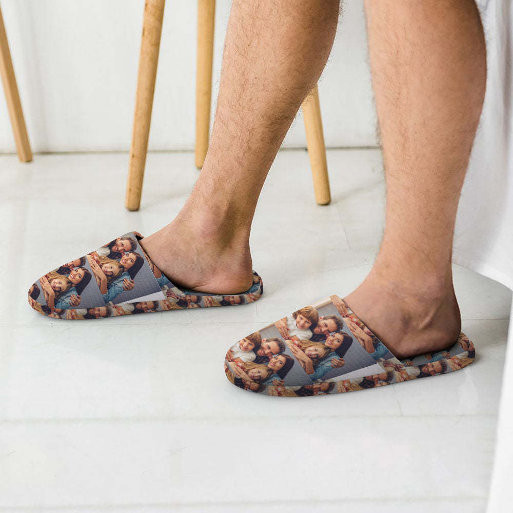 Custom Photo Women's and Men's Slippers Personalized Casual House Shoes Indoor Outdoor Bedroom Cotton Slippers-Blongser