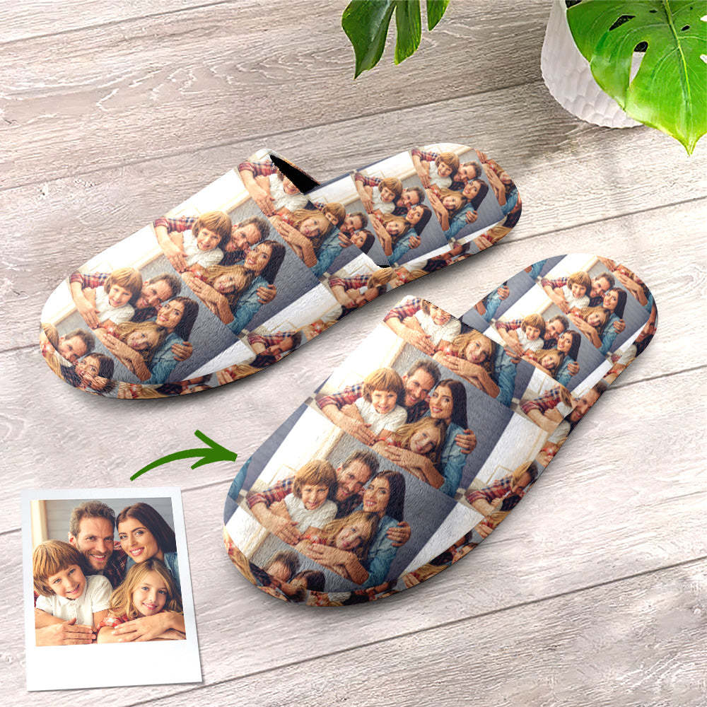 Custom Photo Women's and Men's Slippers Personalized Casual House Shoes Indoor Outdoor Bedroom Cotton Slippers-Blongser