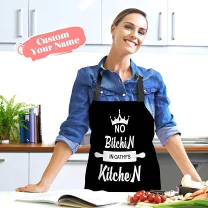 Custom Name Apron Personalized Aprons Kitchen Gift for Her-No Bitchin in My Kitchen-Blongser
