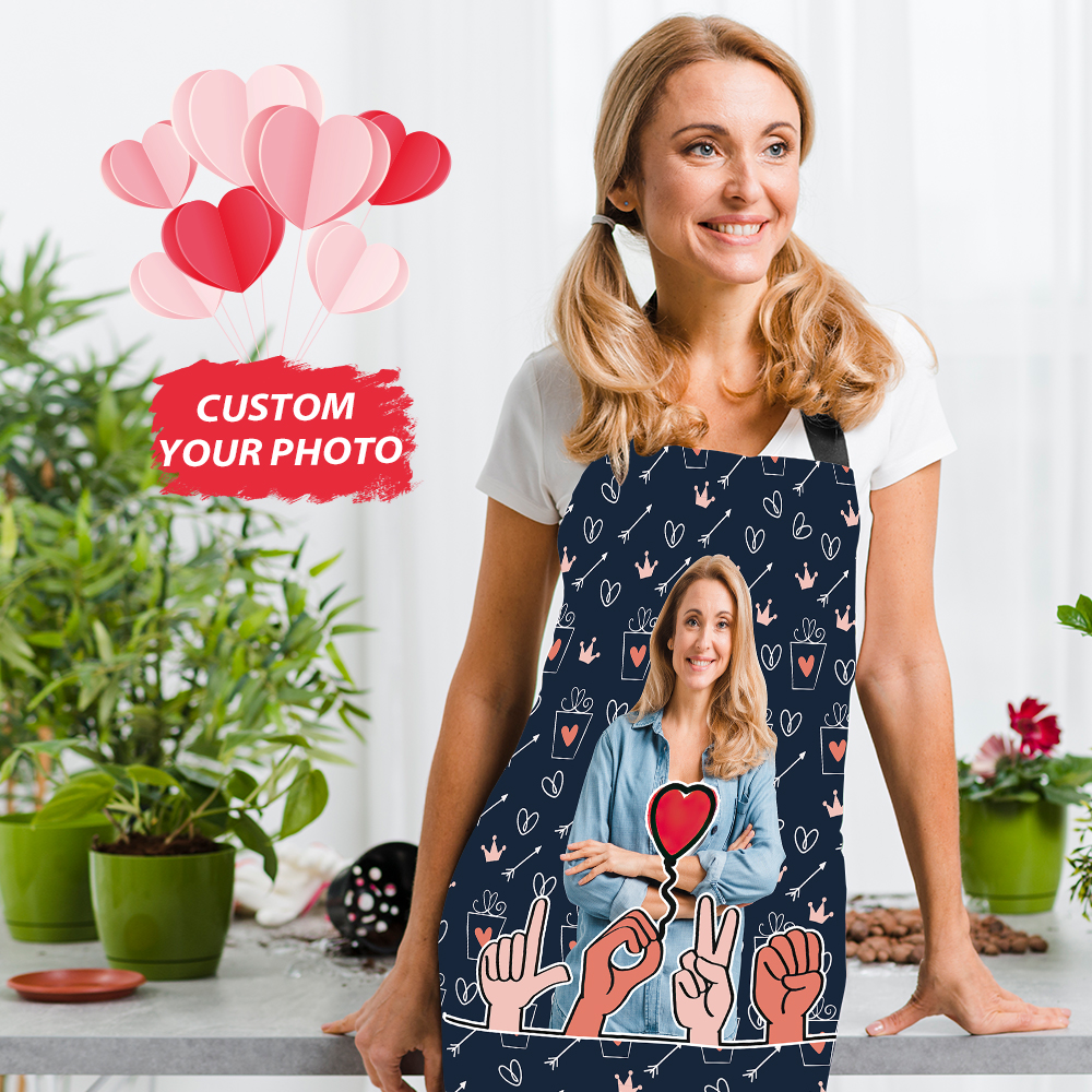 Customised Cooking Apron Personalized Photo I Love You Apron-Blongser