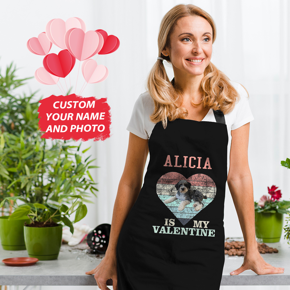 Personalized Name and Photo Apron Valentine Kitchen Apron-Blongser