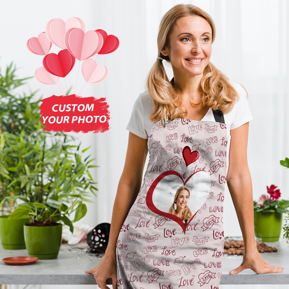 Personalized Heart Photo Apron Pink Love Valentine Apron-Blongser