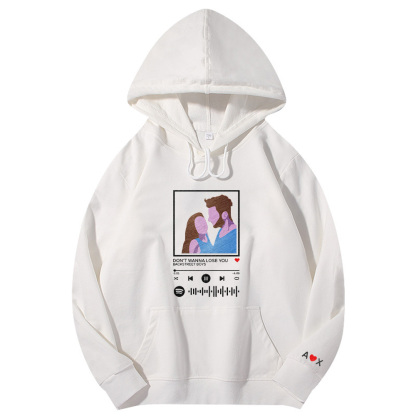 Custom embroidered pattern audio track hoodie comfortable fit trendy fashion for music lover-Blongser