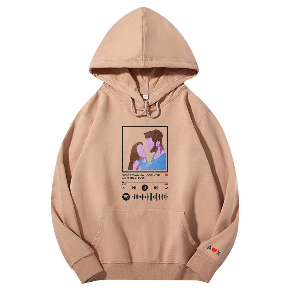 Custom embroidered pattern audio track hoodie comfortable fit trendy fashion for music lover-Blongser