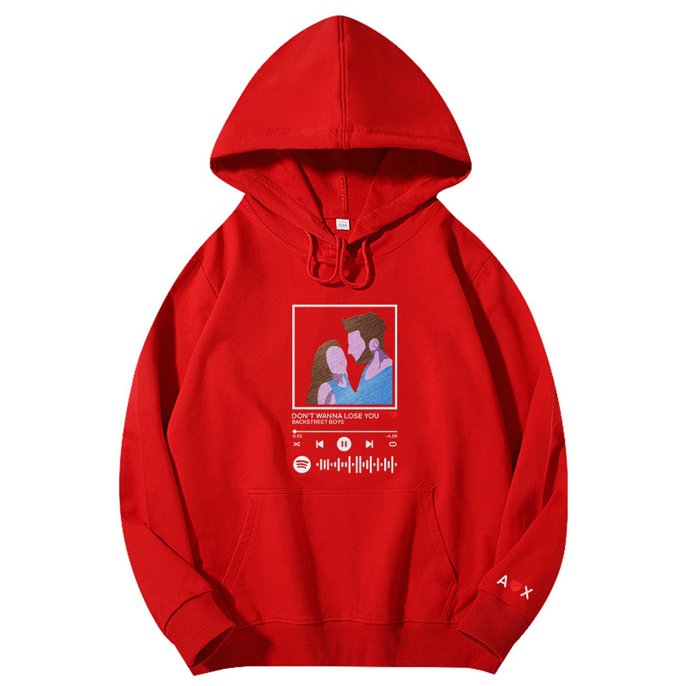 Custom embroidered pattern audio track hoodie comfortable fit trendy fashion for music lover-Blongser