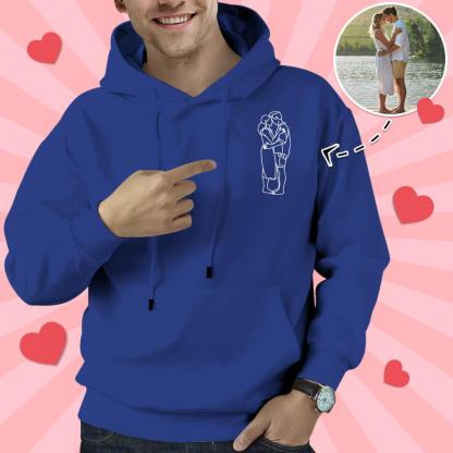 Custom Embroidered Hoodies Portrait From Photo Outline Photo Sweatshirt Gift for Men-Blongser