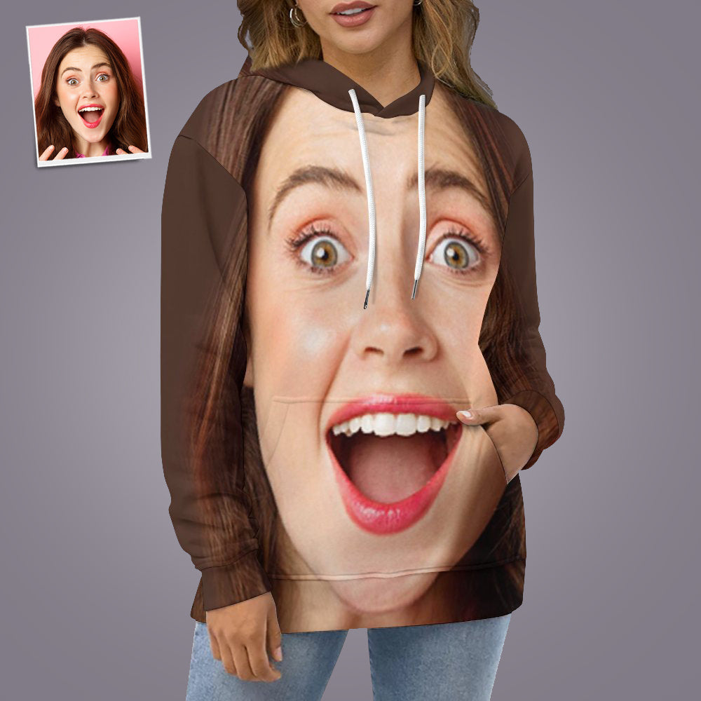 Personalized Funny Big Face Loose Hoodie Top Custom Unisex Sweatshirt-Blongser