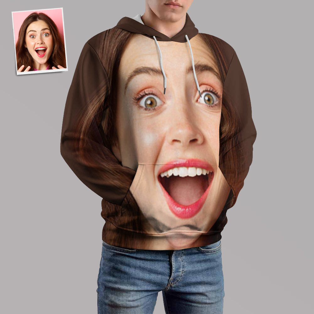 Personalized Funny Big Face Loose Hoodie Top Custom Unisex Sweatshirt-Blongser