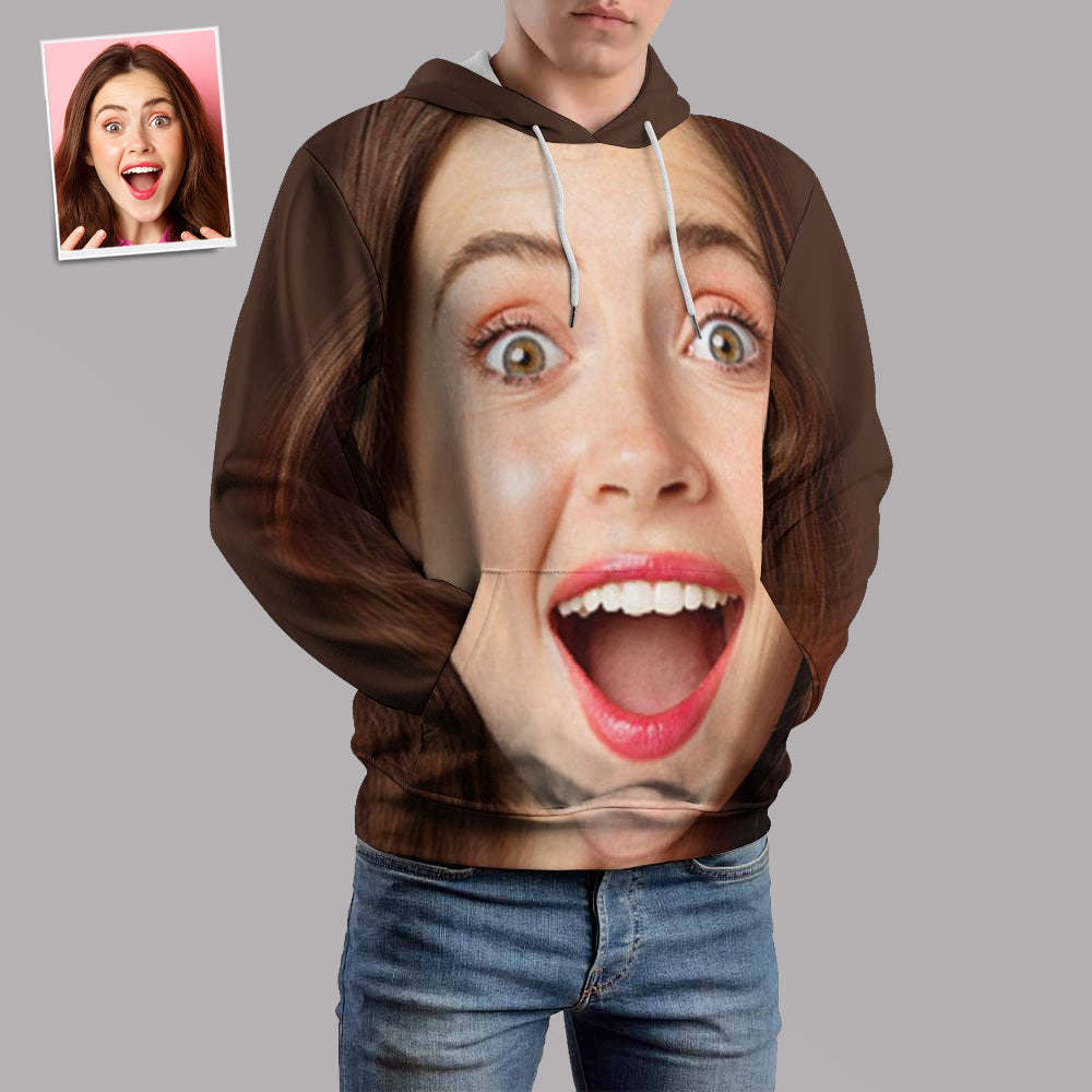 Personalized Funny Big Face Loose Hoodie Top Custom Unisex Sweatshirt-Blongser