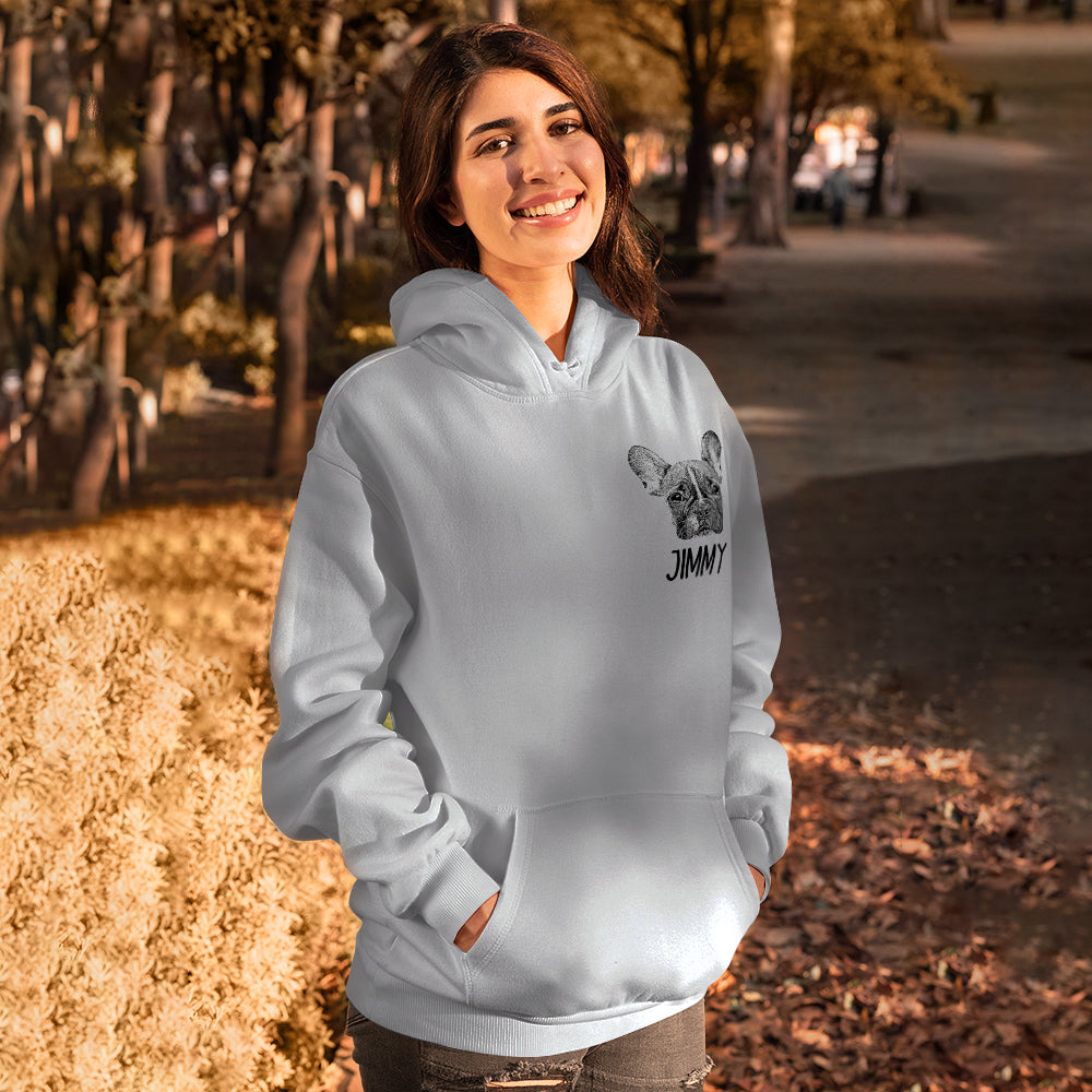 Personalized Pet Portrait Hoodie Custom Pet Sweatshirt Gift for Pet Lovers