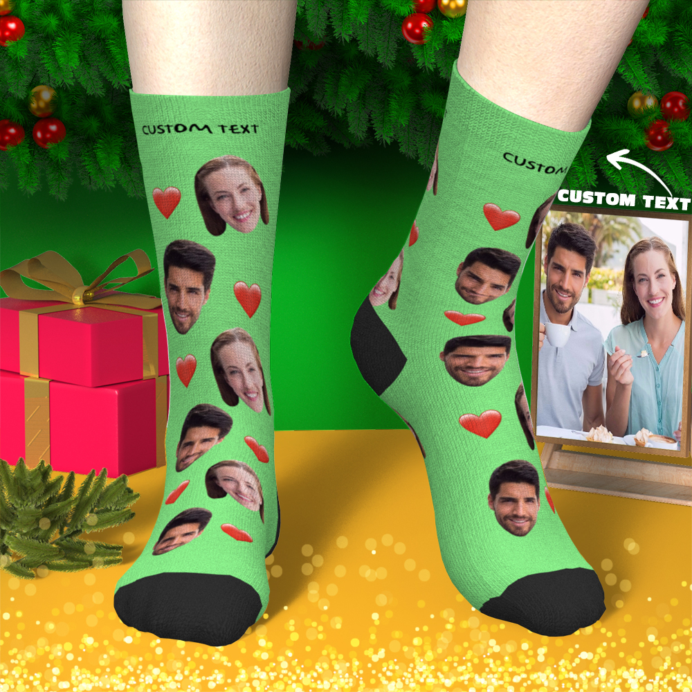 Custom Face Socks With Heart For Men and Women Engraved Socks-Blongser
