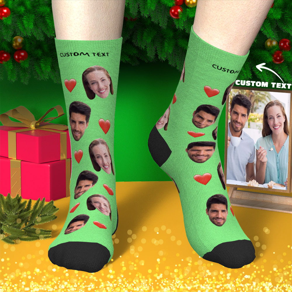 Custom Face Socks With Heart For Men and Women Engraved Socks-Blongser