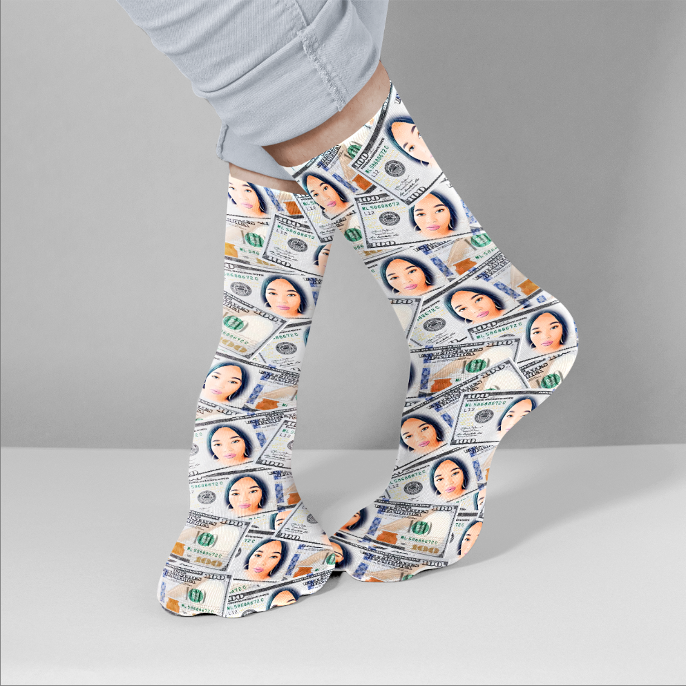 Custom Face Dollar Socks for Men and Women-Blongser