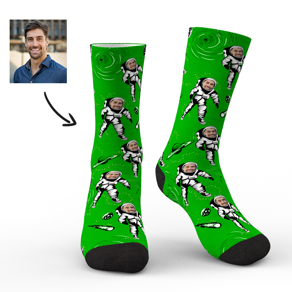 Personalized Astronaut Socks Custom Face Socks with Preview-Blongser