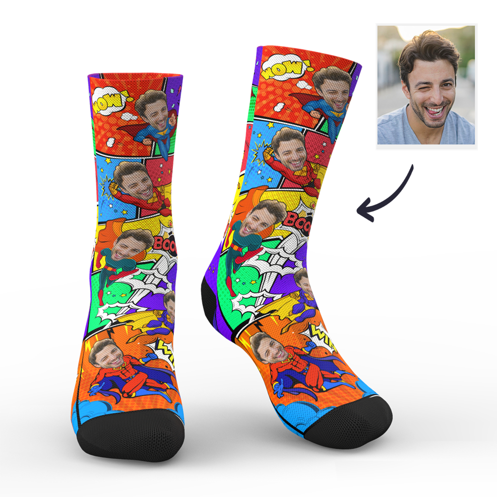Custom Photo Socks Comic - Put Any Face and Text On The Socks-Blongser